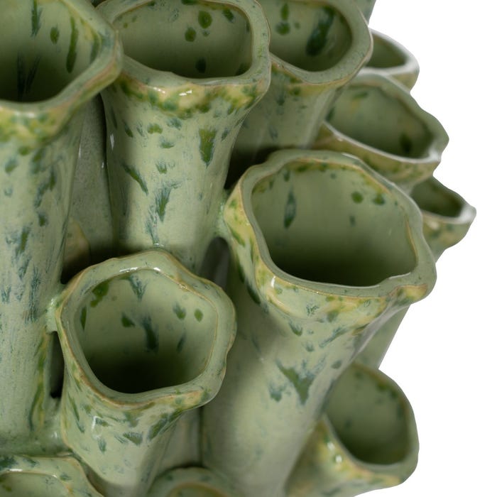 Jarrón Verde Cerámica Decoración 28,50 X 27,50 X 46,50 Cm
