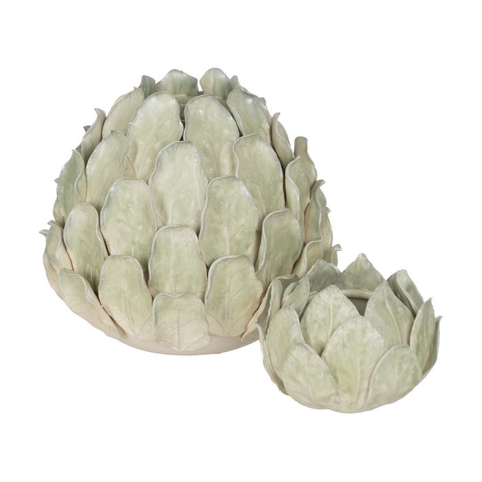 Vaso de cerâmica com folhas verdes 17 x 17 x 12 cm