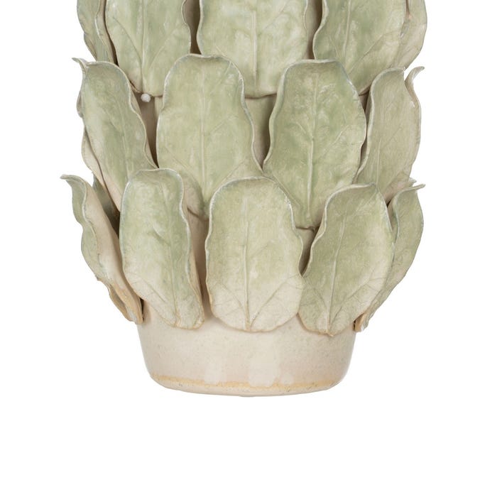 Jarrón Hojas Verde Cerámica 20,50 X 20,50 X 50,50 Cm