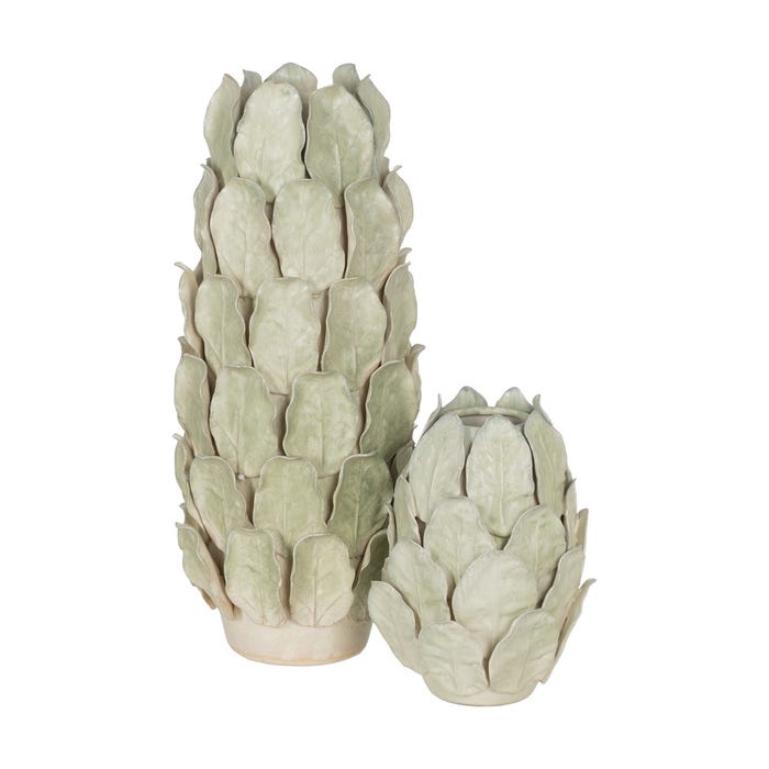 Jarrón Hojas Verde Cerámica 17,50 X 17,50 X 25,50 Cm