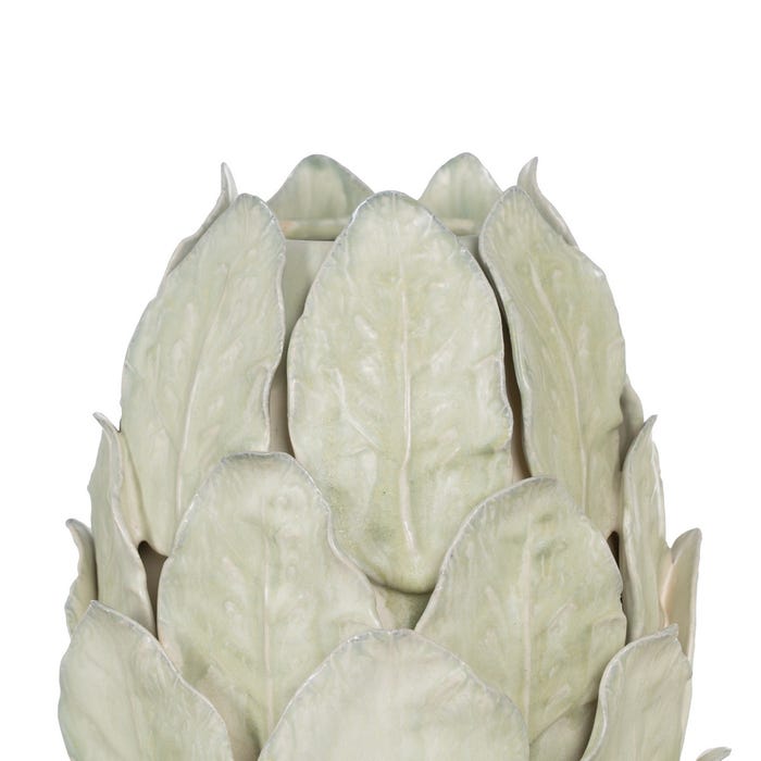 Jarrón Hojas Verde Cerámica 17,50 X 17,50 X 25,50 Cm