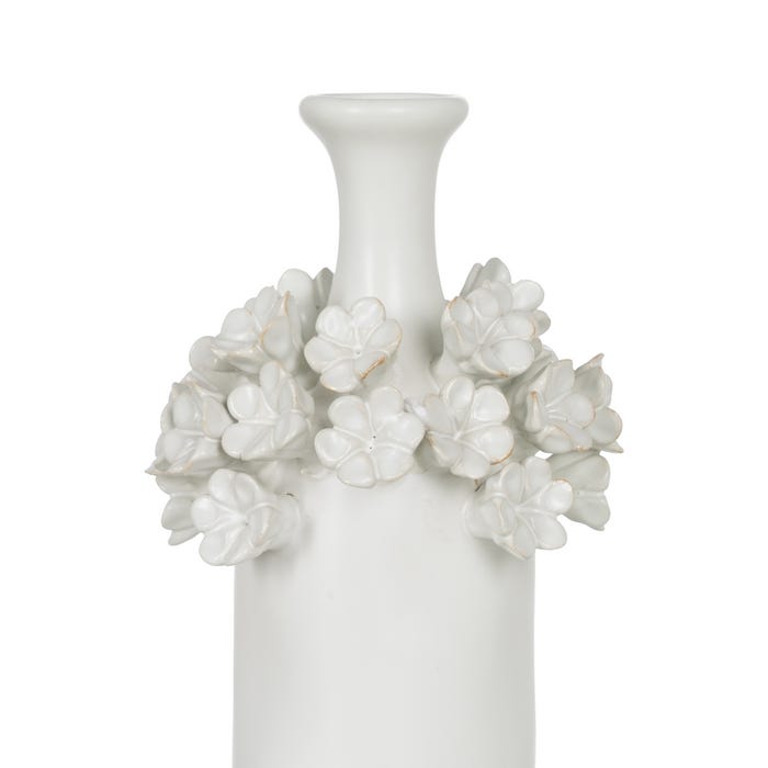 Jarrón Flores Blanco Cerámica 14 X 14 X 36 Cm