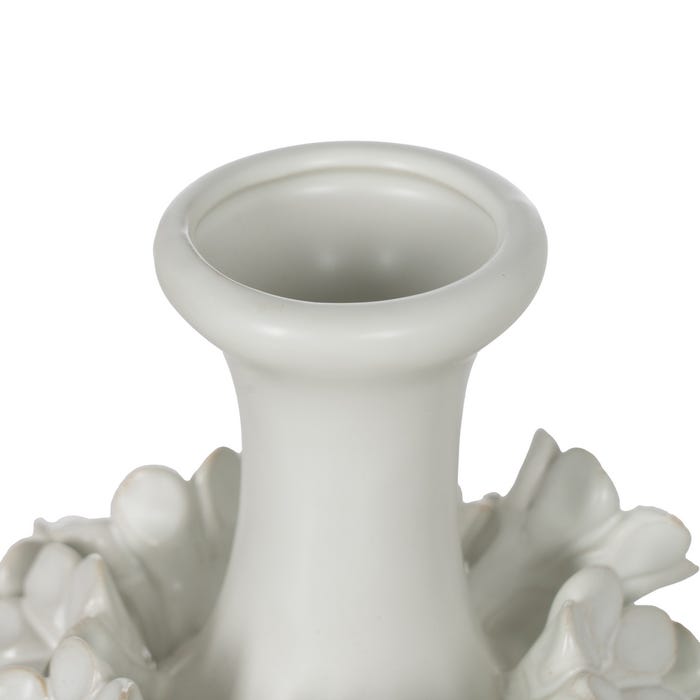 Jarrón Flores Blanco Cerámica 14 X 14 X 36 Cm
