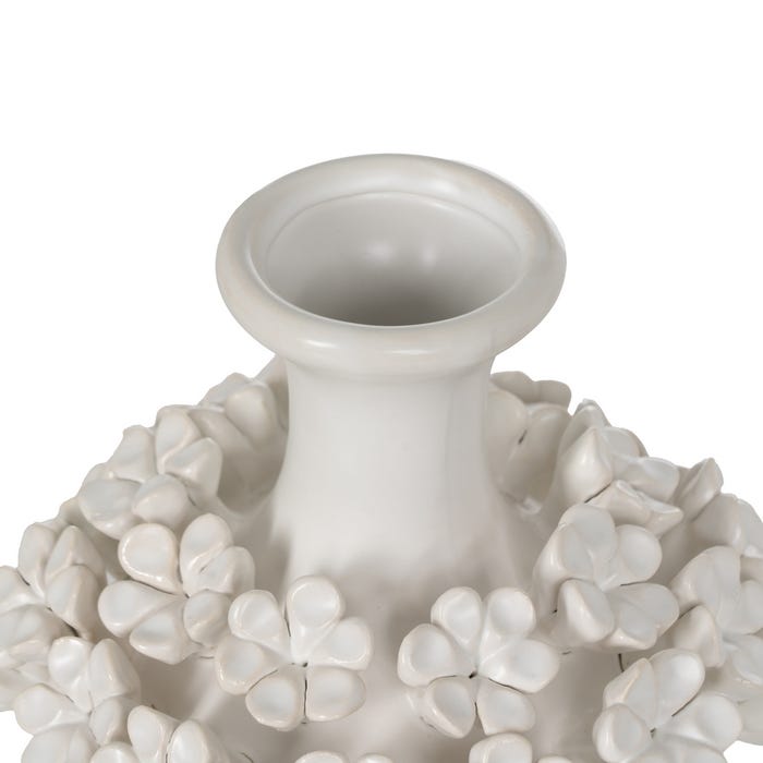 Jarrón Flores Blanco Cerámica 15 X 15 X 31 Cm
