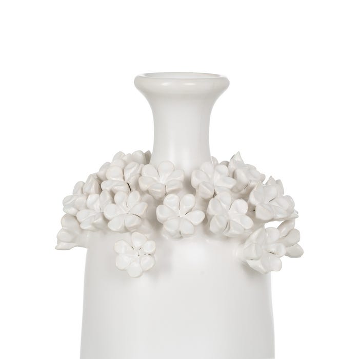 Jarrón Flores Blanco Cerámica 15 X 15 X 31 Cm