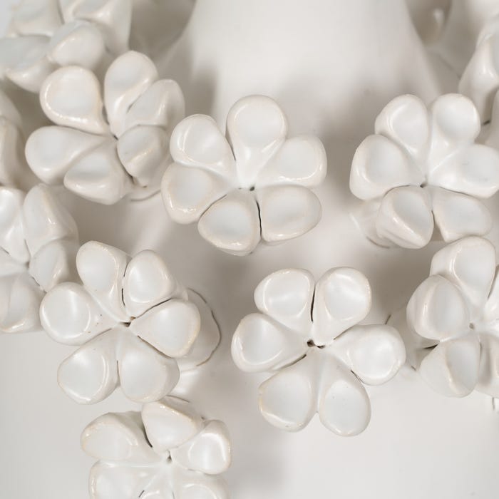 Jarrón Flores Blanco Cerámica 15 X 15 X 31 Cm