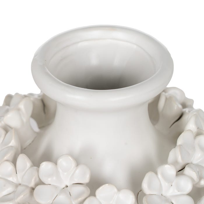 Jarrón Flores Blanco Cerámica 17 X 17 X 23 Cm