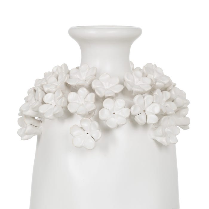 Jarrón Flores Blanco Cerámica 17 X 17 X 23 Cm
