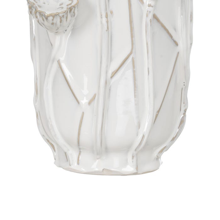 Jarrón Flores Blanco Cerámica 25,50 X 24 X 41 Cm