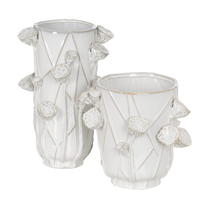 Vaso de cerâmica branca para flores 31 x 30,50 x 28,50 cm