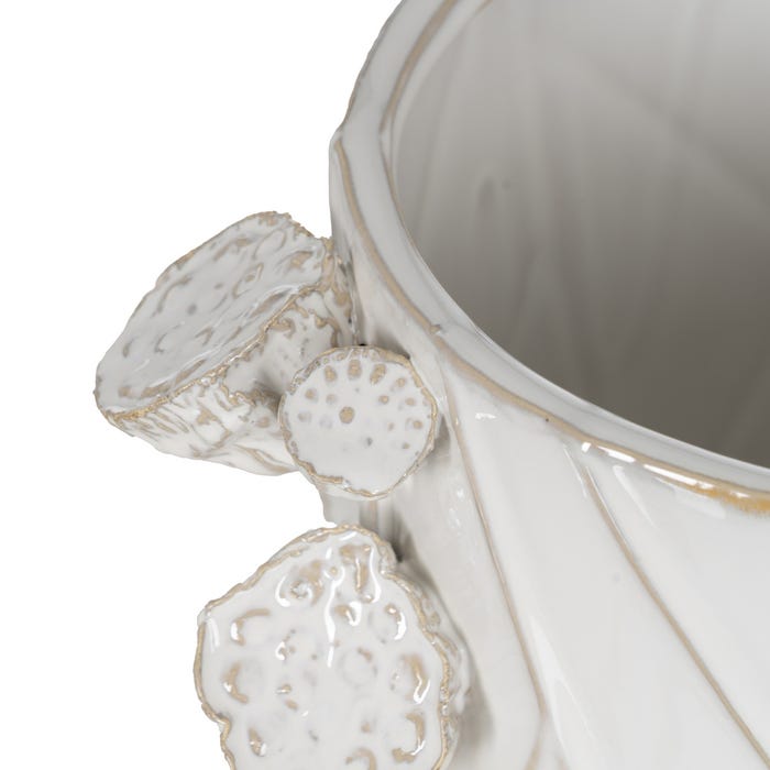 Jarrón Flores Blanco Cerámica 31 X 30,50 X 28,50 Cm