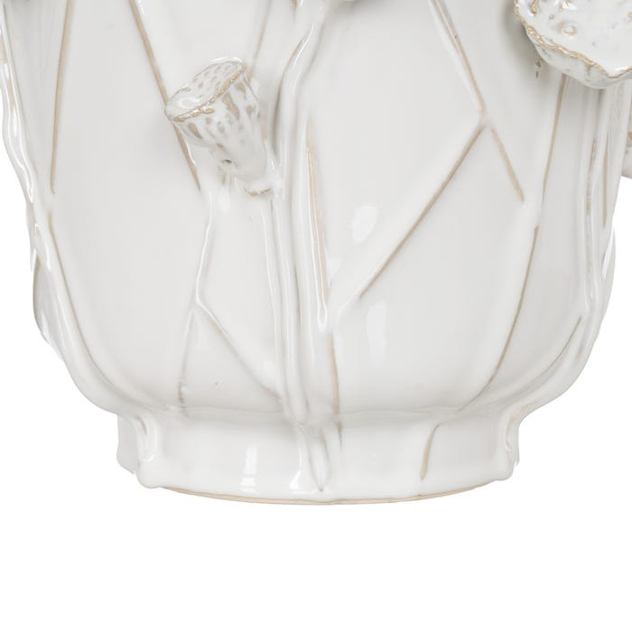 Jarrón Flores Blanco Cerámica 31 X 30,50 X 28,50 Cm