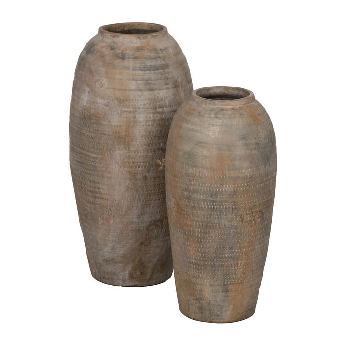 Jarrón Gris Cerámica Decoración 27 X 27 X 57,50 Cm