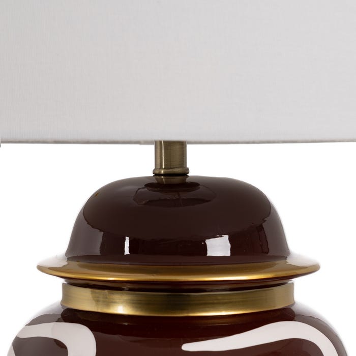 Lámpara Mesa Blanco-Marrón Porcelana 24 X 24 X 50 Cm