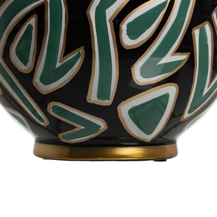 Tibor Negro-Verde Porcelana Decoración 26 X 26 X 26 Cm