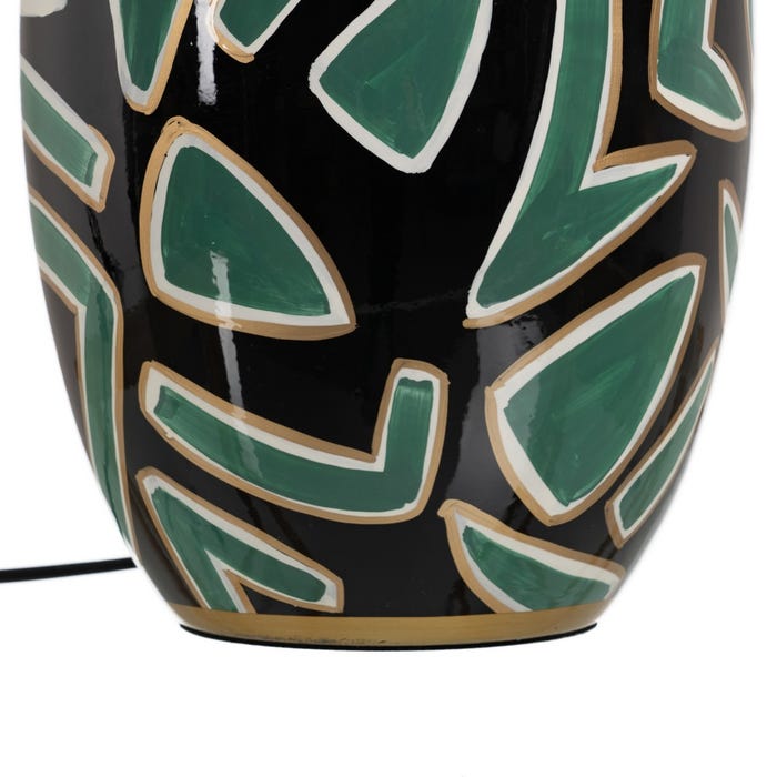 Luminária de mesa de porcelana preta e verde 23 x 23 x 40 cm