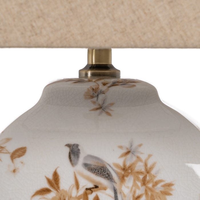 Lámpara Mesa Blanco-Marrón Porcelana 22 X 22 X 45 Cm