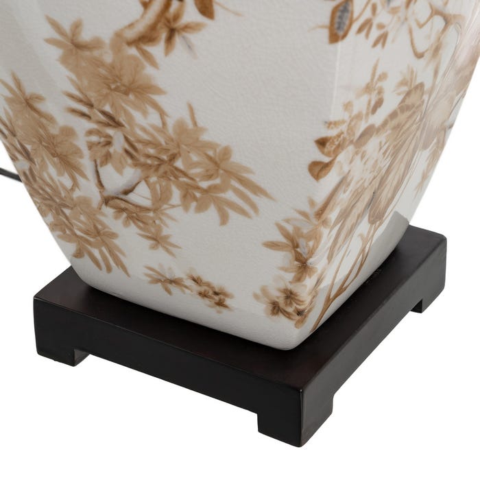 Lámpara Mesa Blanco-Marrón Porcelana 22 X 22 X 45 Cm
