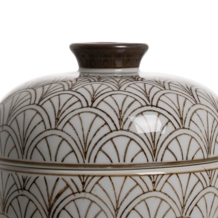 Caja Blanco-Marrón Porcelana Decoración 15 X 15 X 13 Cm