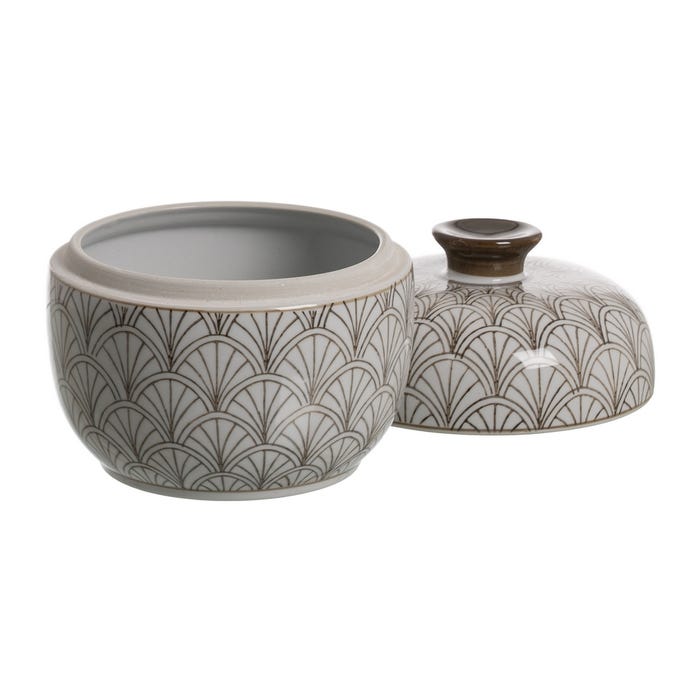 Caja Blanco-Marrón Porcelana Decoración 18 X 18 X 19 Cm