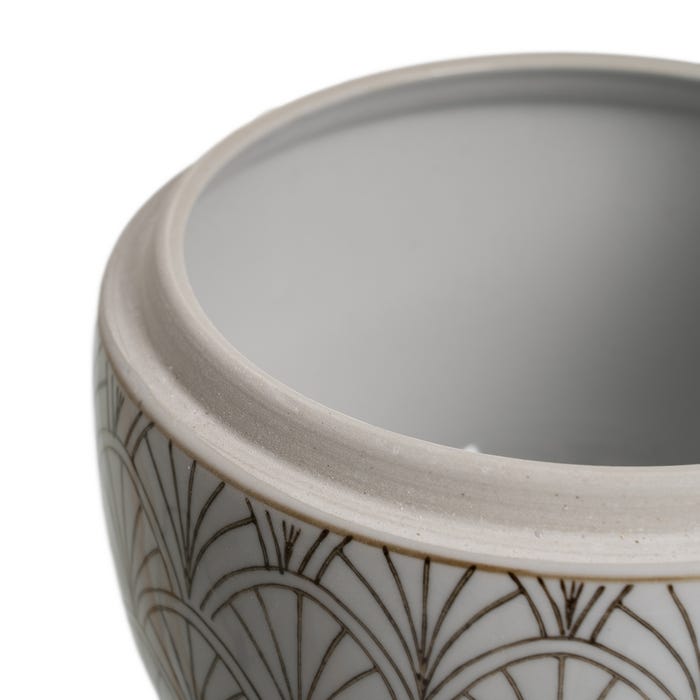 Caja Blanco-Marrón Porcelana Decoración 18 X 18 X 19 Cm