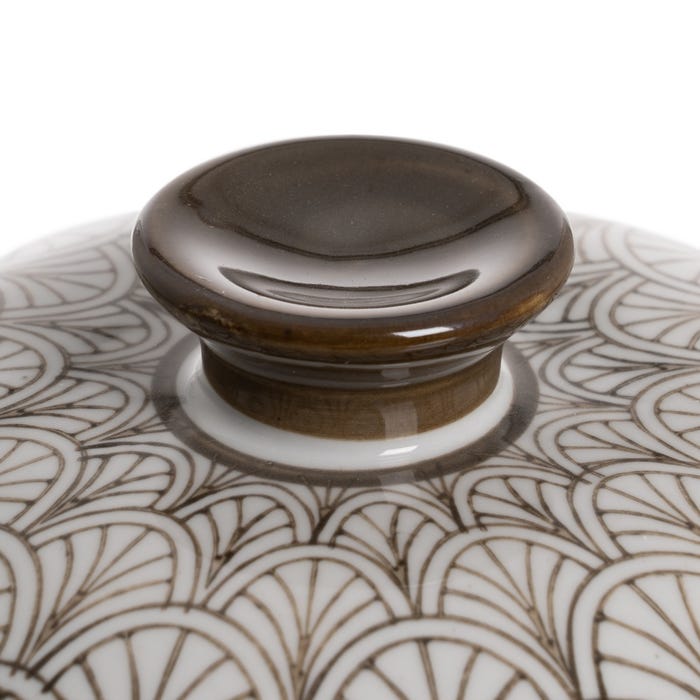 Caja Blanco-Marrón Porcelana Decoración 18 X 18 X 19 Cm