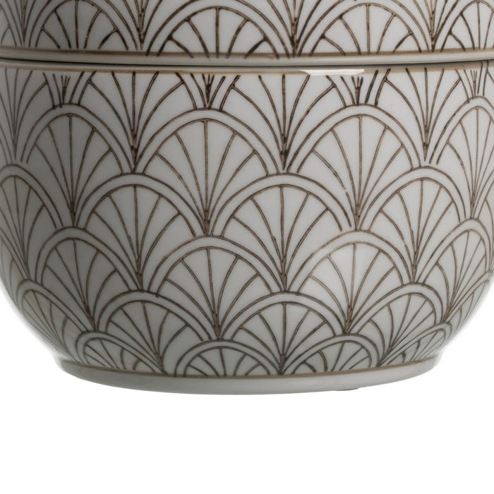 Caja Blanco-Marrón Porcelana Decoración 18 X 18 X 19 Cm