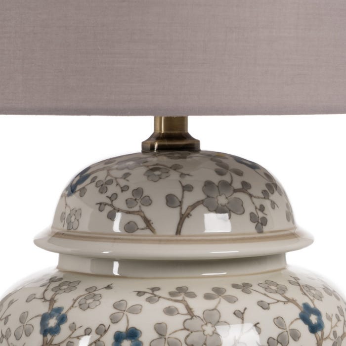 Luminária de mesa de porcelana branca e cinza 23 x 23 x 44 cm