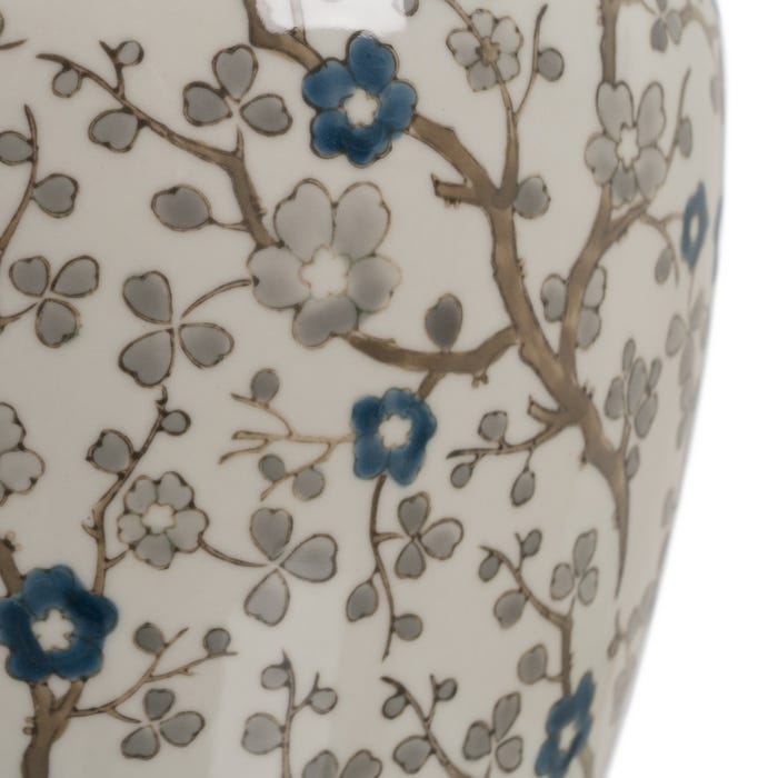 Luminária de mesa de porcelana branca e cinza 23 x 23 x 44 cm