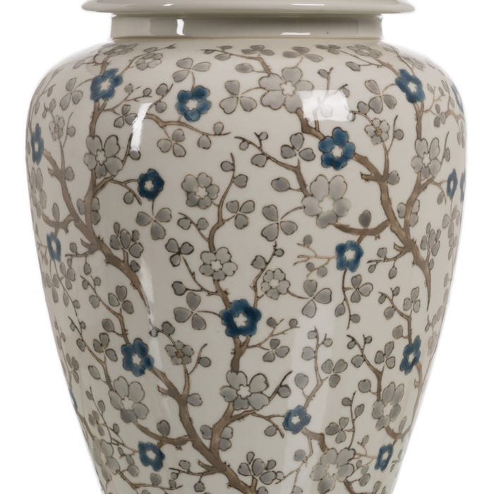 Luminária de mesa de porcelana branca e cinza 23 x 23 x 44 cm