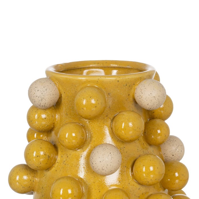 Jarrón Amarillo-Blanco Cerámica 21 X 21 X 26 Cm
