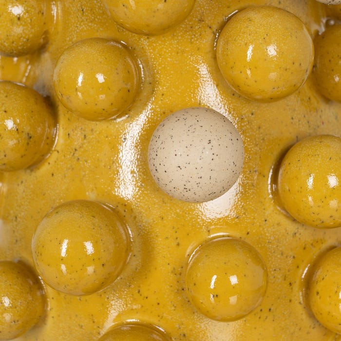 Jarrón Amarillo-Blanco Cerámica 21 X 21 X 26 Cm