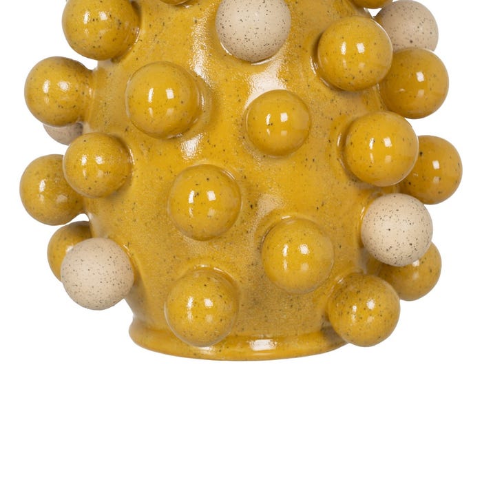 Jarrón Amarillo-Blanco Cerámica 21 X 21 X 26 Cm