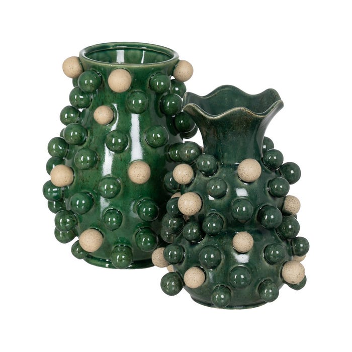 Jarrón Verde-Blanco Cerámica 24,70 X 24,70 X 34 Cm