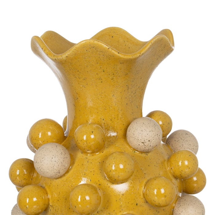 Jarrón Amarillo-Blanco Cerámica 28,30 X 28,30 X 39,70 Cm