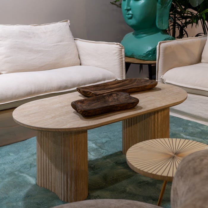 Beige Stone MDF Decoration Coffee Table 120 x 60 x 46 cm