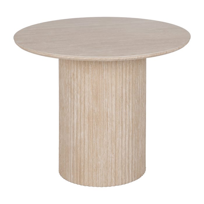 Mesa Comedor Beige Piedra Mdf Decoración 90 X 90 X 76 Cm