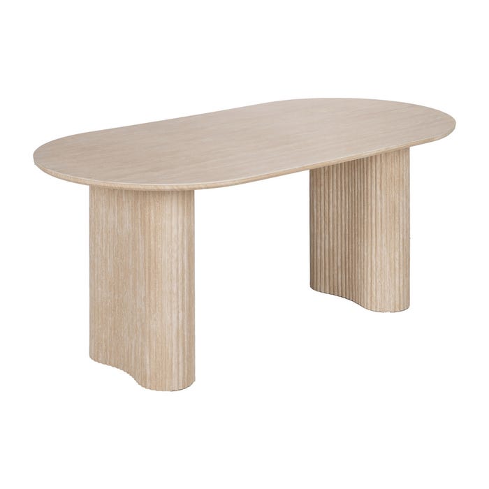 Mesa Comedor Beige Piedra Mdf Decoración 180 X 90 X 76 Cm