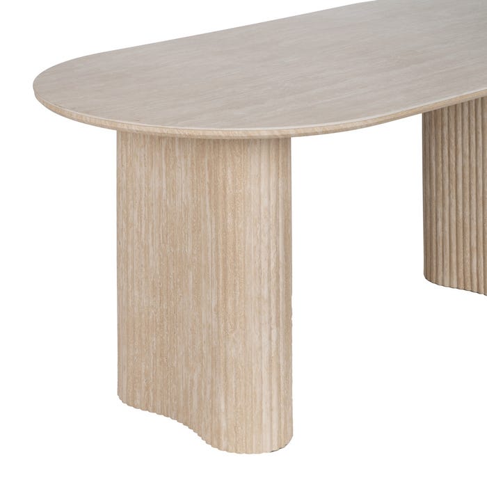 Mesa Comedor Beige Piedra Mdf Decoración 180 X 90 X 76 Cm