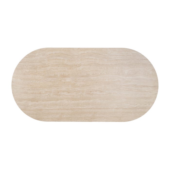 Mesa Comedor Beige Piedra Mdf Decoración 180 X 90 X 76 Cm