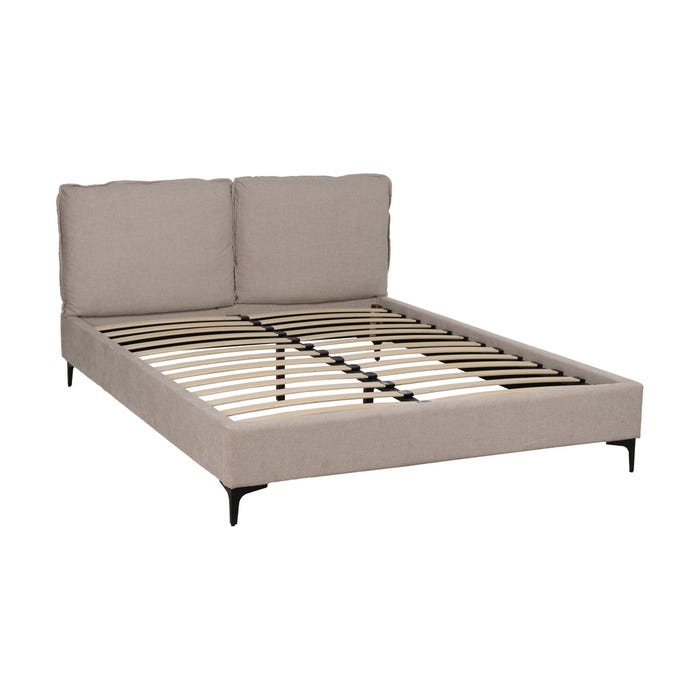 Cama Beige Tejido Dormitorio 163 X 215 X 93 Cm