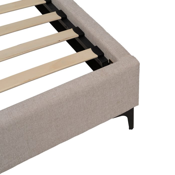 Cama Beige Tejido Dormitorio 163 X 215 X 93 Cm