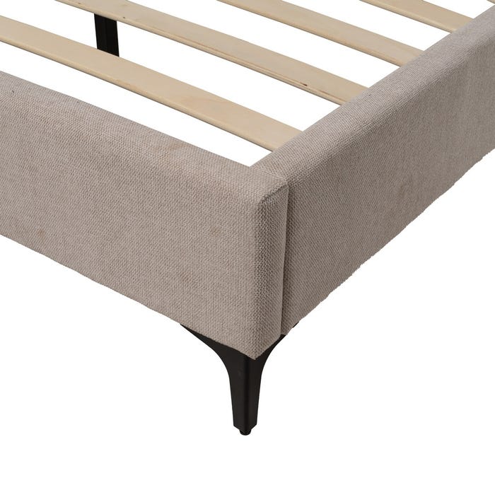 Cama Beige Tejido Dormitorio 163 X 215 X 93 Cm