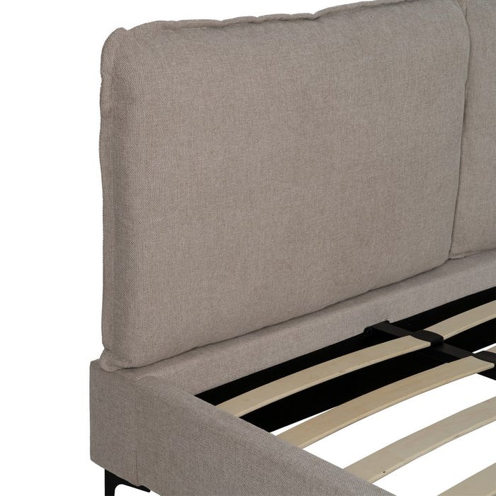 Cama de quarto de tecido bege 192 x 214 x 95 cm