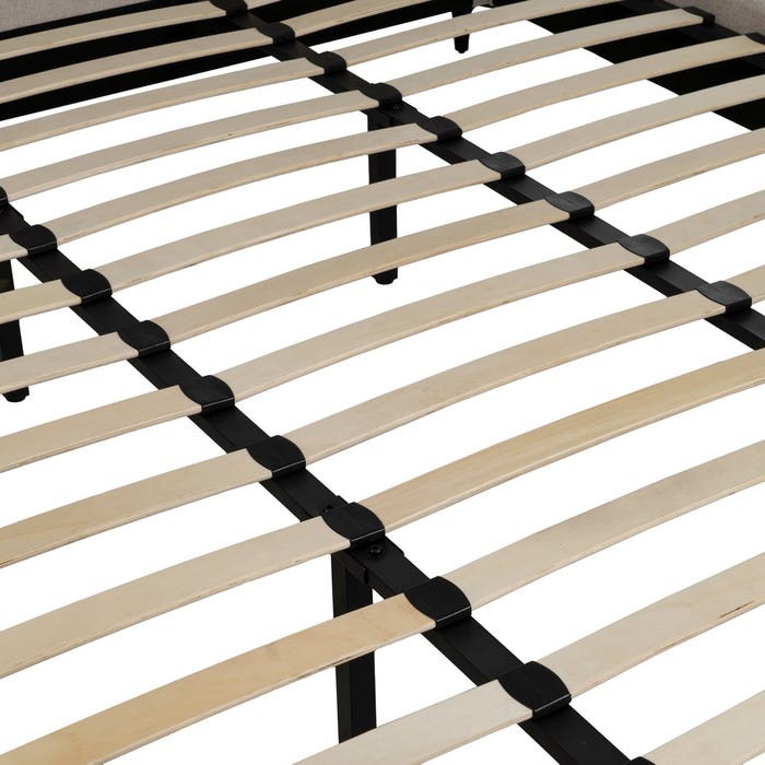 Cama de quarto de tecido bege 192 x 214 x 95 cm