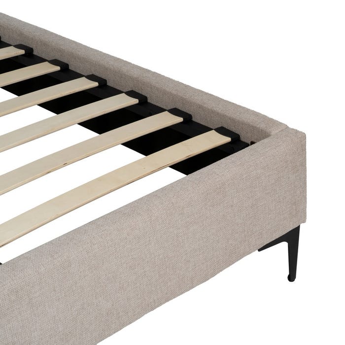 Cama de quarto de tecido bege 192 x 214 x 95 cm