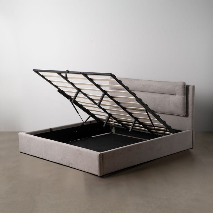 Cama Canapé de Tecido Cinza Quarto 191 X 212 X 113 Cm