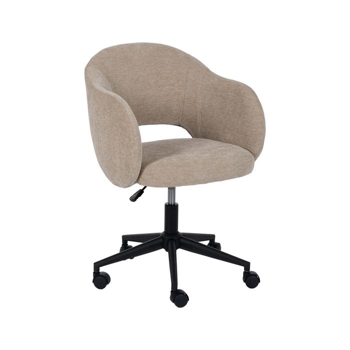 Silla Ruedas Beige Tejido Oficina 56 X 56 X 85 Cm