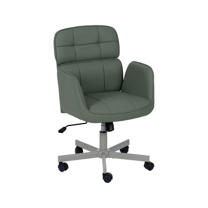 Silla Ruedas Verde Simil Piel Oficina 57 X 60,50 X 85 Cm