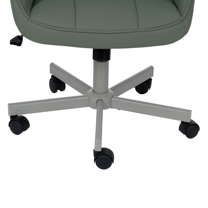 Silla Ruedas Verde Simil Piel Oficina 57 X 60,50 X 85 Cm